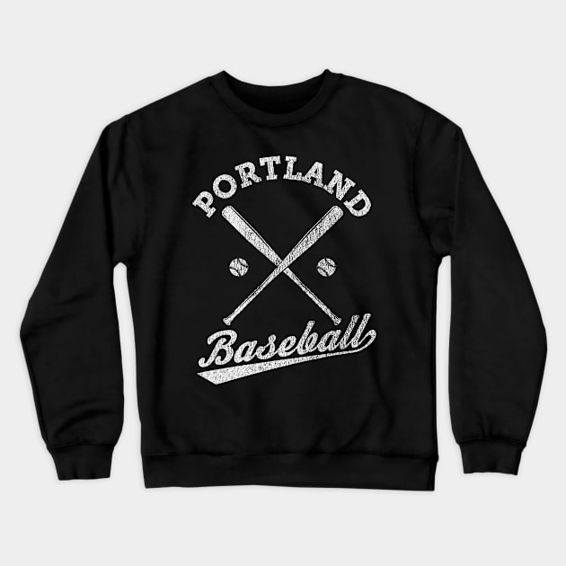 Portland Baseball - Vintage Faded Baseball design print Crewneck Sweatshirt by Vector Deluxe